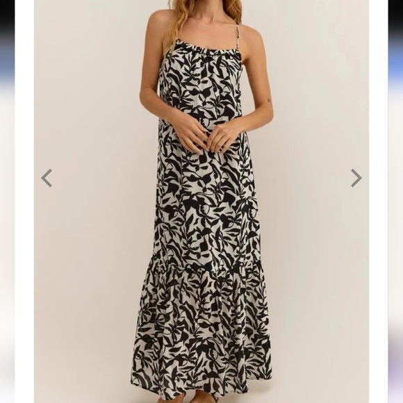 Z Supply Black and White  Cocktail Hour Leaf Patterned Dress Size Small NwT. - Picture 2 of 13